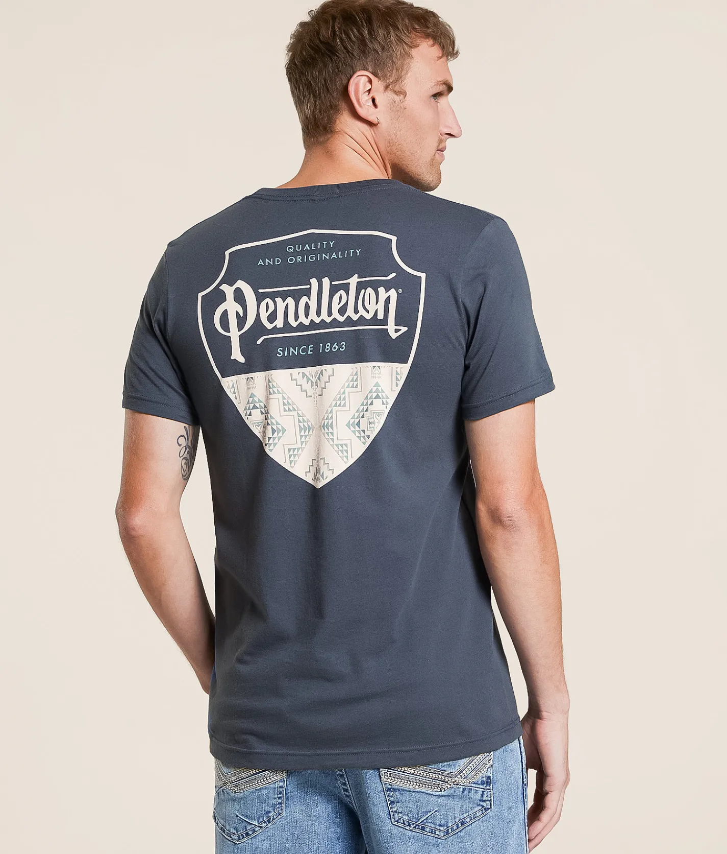 Pendleton Fire Legend Shield T-Shirt Vintage Navy New