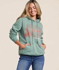 Wrangler® First Rodeo Hooded Sweatshirt Chinois Green New