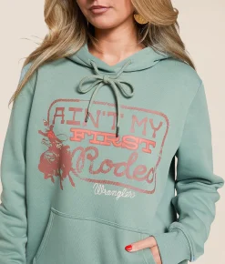 Wrangler® First Rodeo Hooded Sweatshirt Chinois Green New