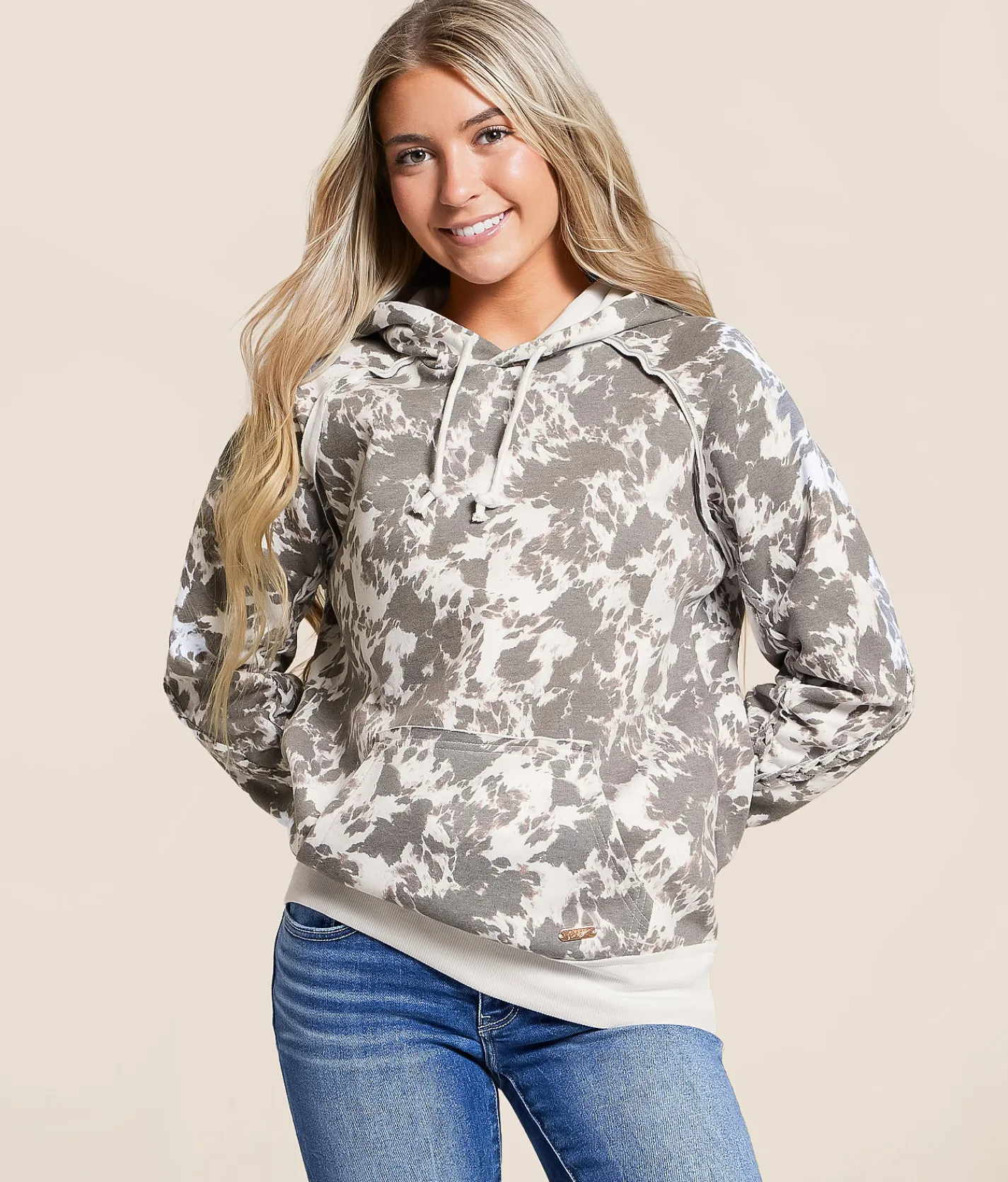 Tops | Hooey Fishtail Print Hooded Sweatshirt Cow