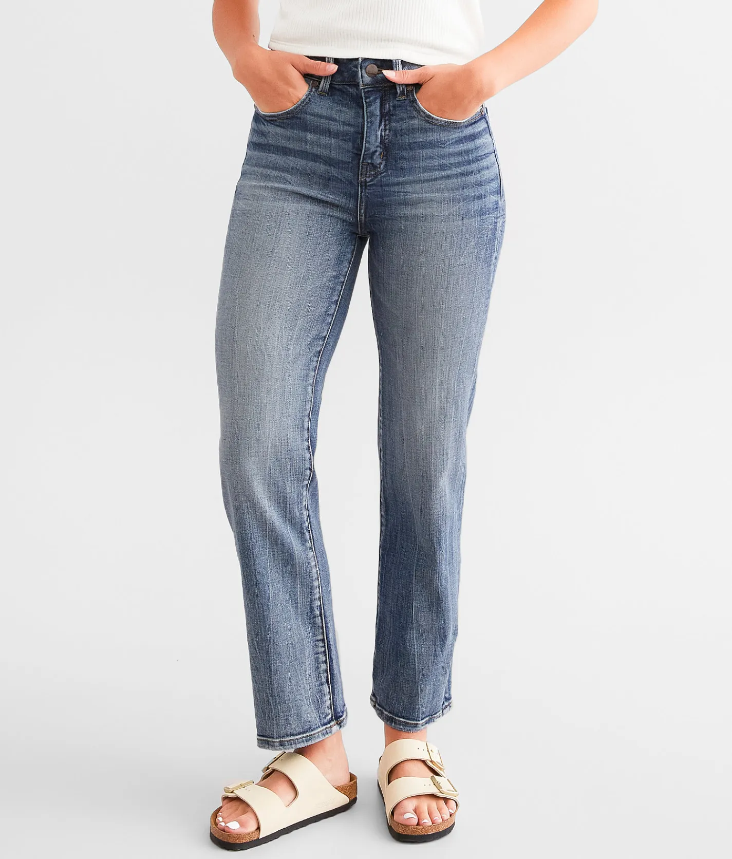 Buckle Black Fit No. 35 Cropped Straight Stretch Jean Calveras Hot