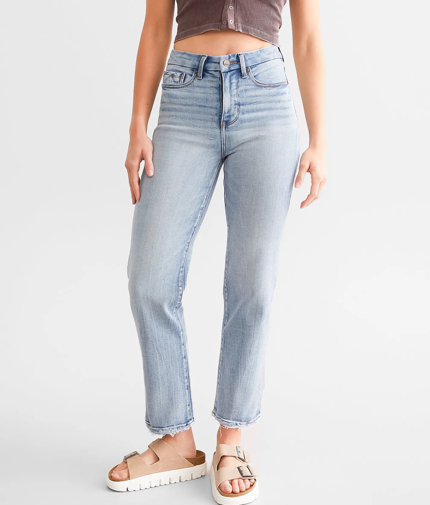 Buckle Black Fit No. 35 Cropped Straight Stretch Jean Macliz 4 Sale