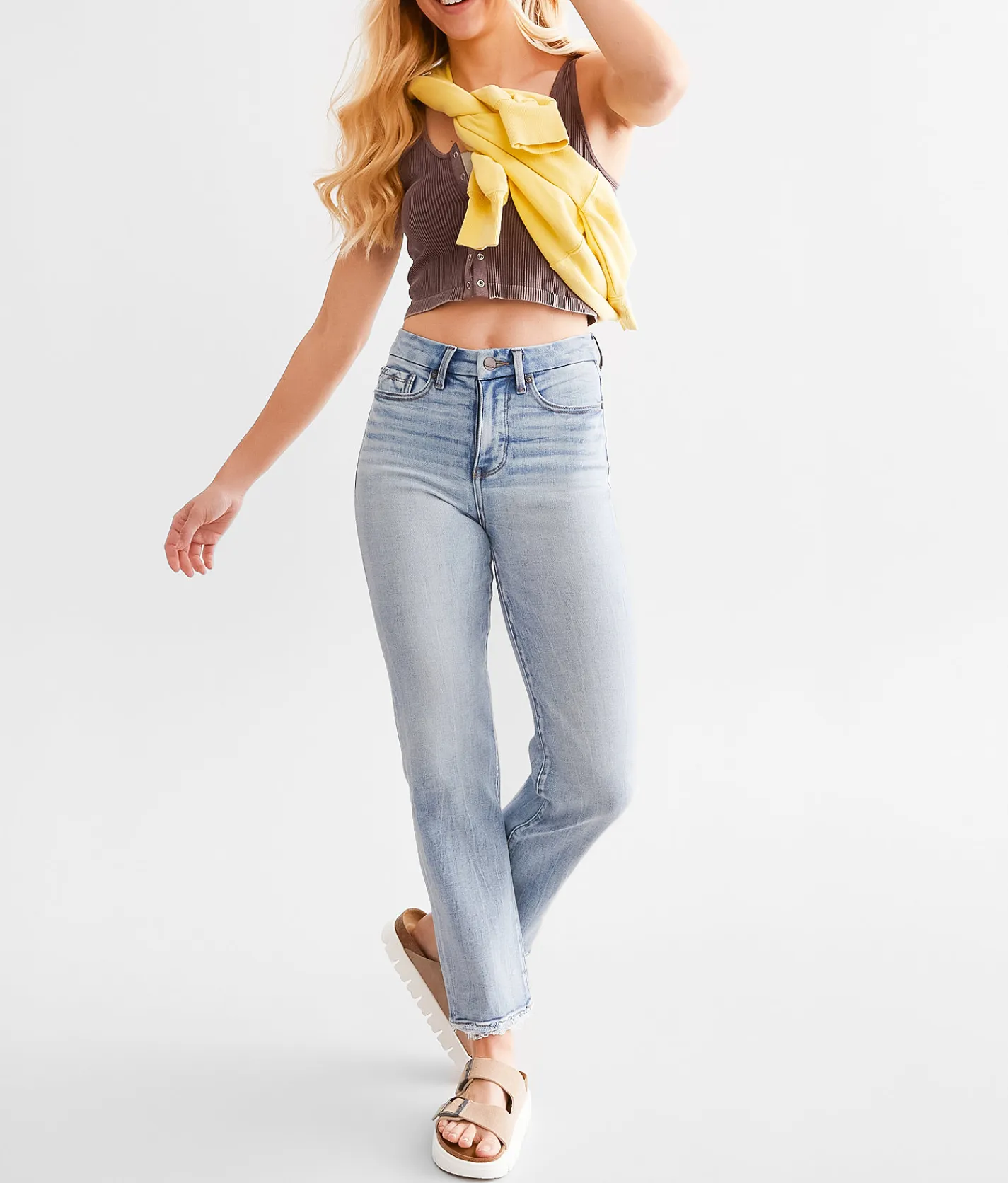 Buckle Black Fit No. 35 Cropped Straight Stretch Jean Macliz 4 Sale