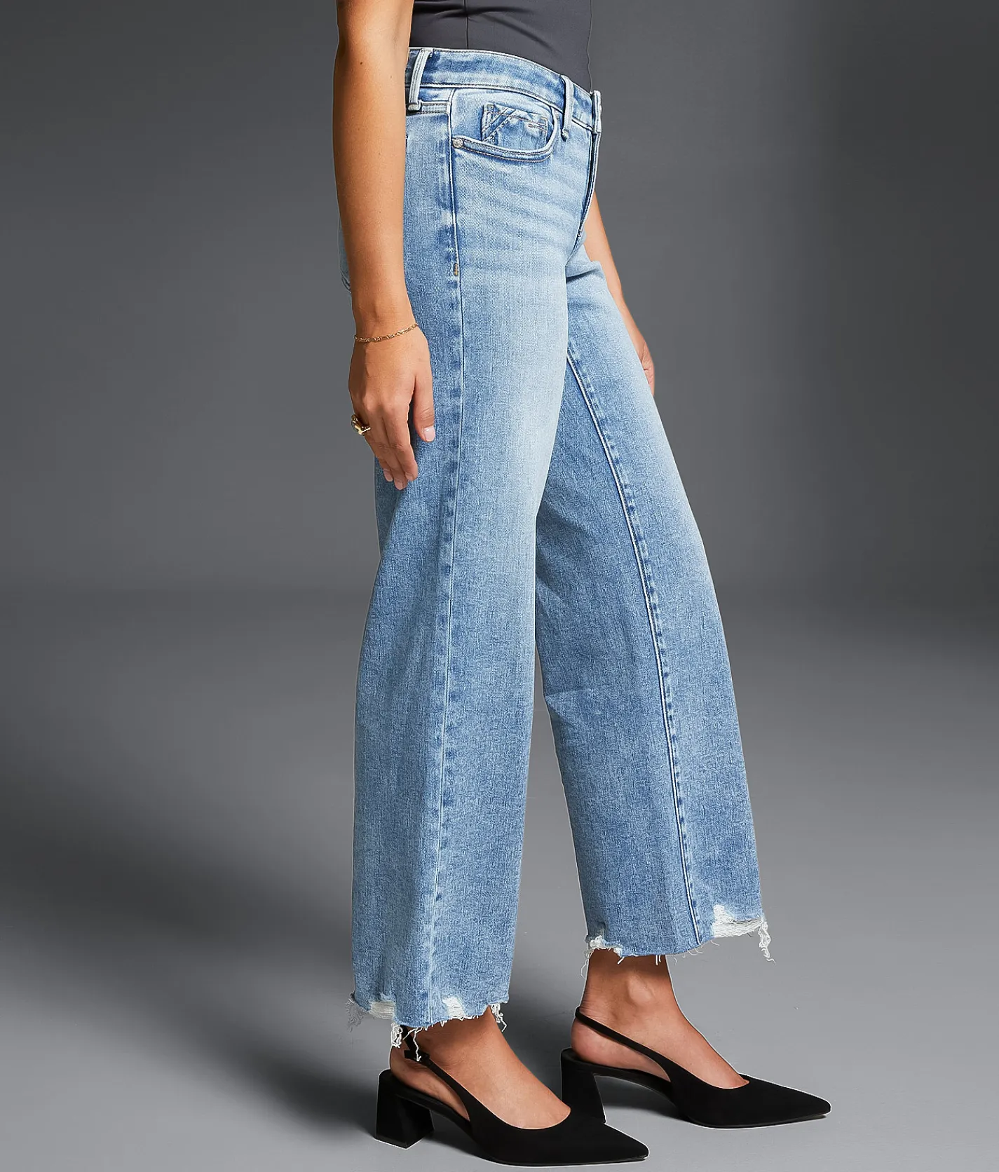 Buckle Black Fit No. 53 Cropped Wide Leg Stretch Jean Bianca New