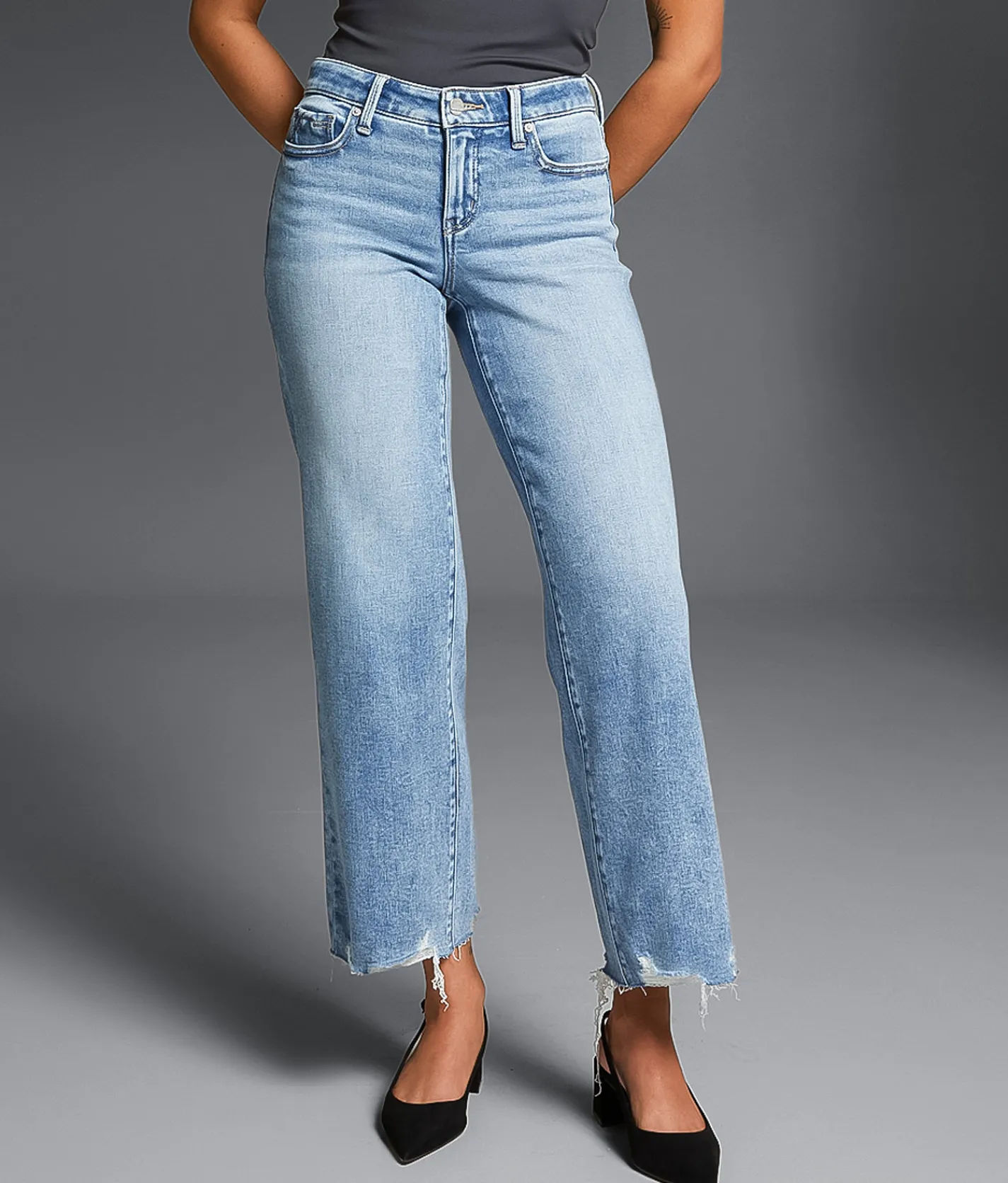 Buckle Black Fit No. 53 Cropped Wide Leg Stretch Jean Bianca New