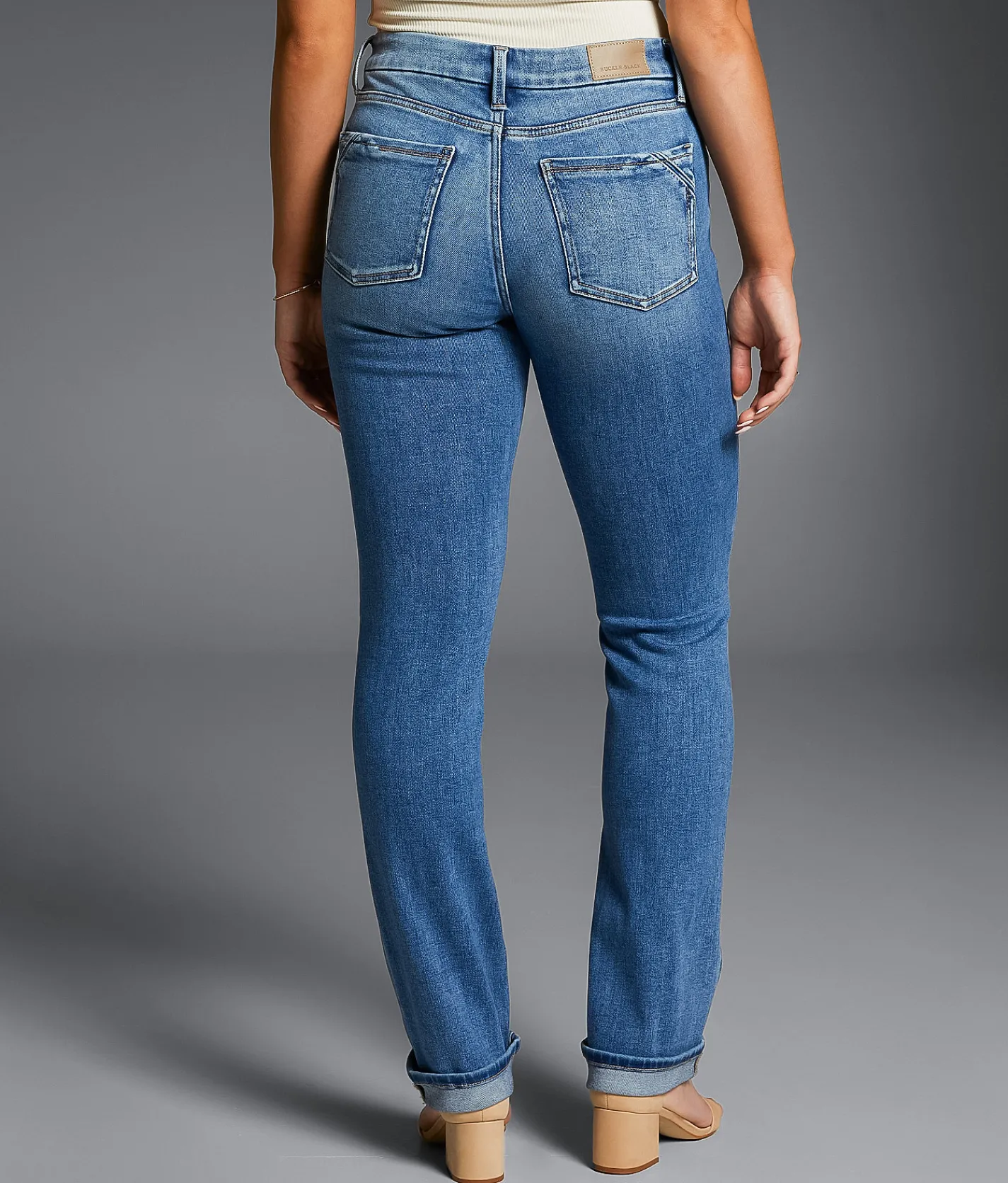 Buckle Black Fit No. 85 Straight Stretch Cuffed Jean Dellano Outlet