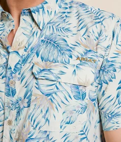 Tops | Ariat Fitted VentTEK Shirt Khaki Palm Print