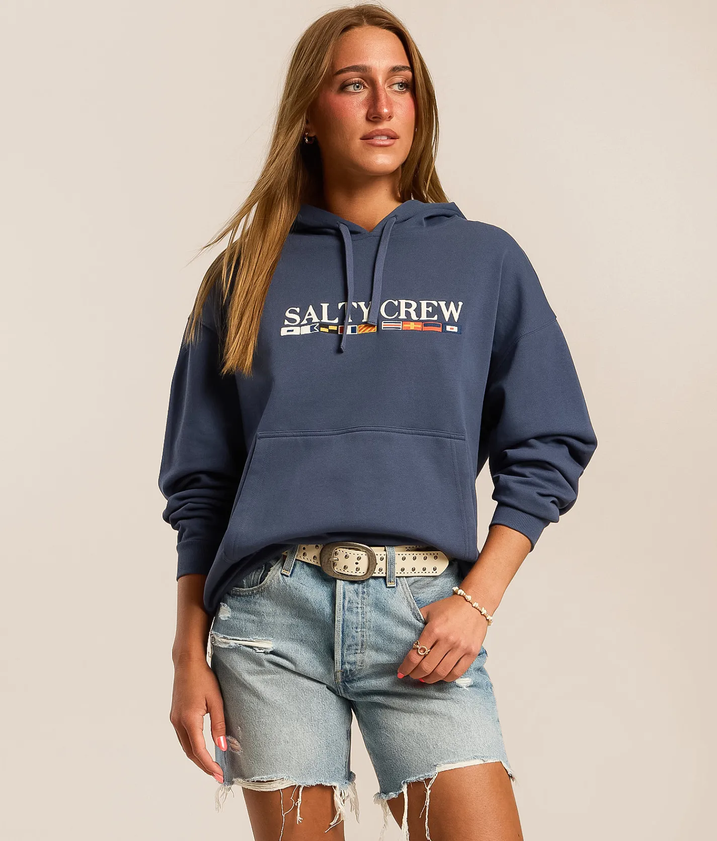 Salty Crew Flag Hooded Sweatshirt Vintage Indigo Online