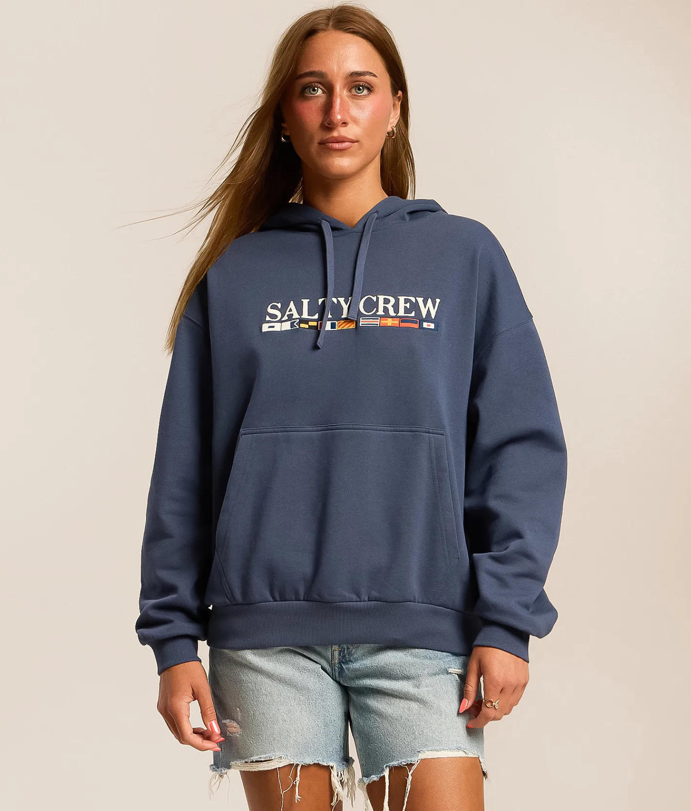 Salty Crew Flag Hooded Sweatshirt Vintage Indigo Online