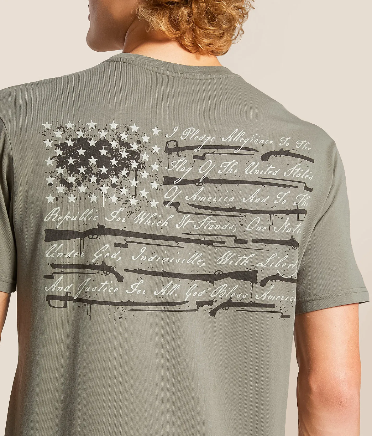 Tops|Graphic T-Shirts | Howitzer Flag Pledge T-Shirt Moon Mist