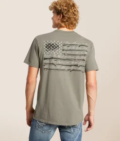 Tops|Graphic T-Shirts | Howitzer Flag Pledge T-Shirt Moon Mist
