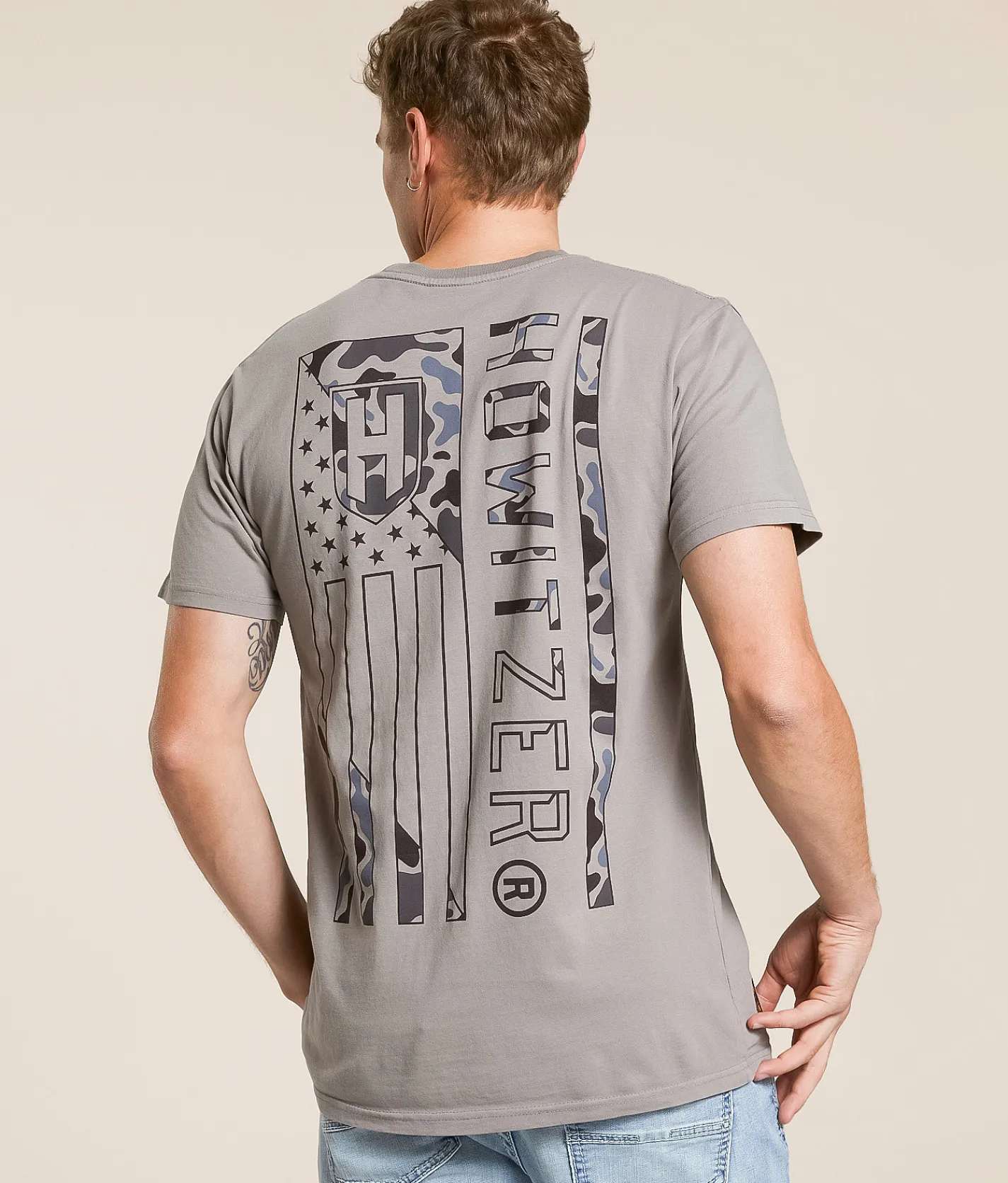Howitzer Flag T-Shirt Steeple Grey New