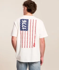 Tops|Graphic T-Shirts | Hooey 1776 Flag T-Shirt Cream