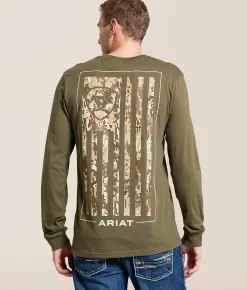 Tops|Graphic T-Shirts | Ariat Flag Vertical Patriot T-Shirt Army Green