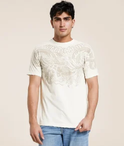 Affliction Flaming Dragon T-Shirt Antique White Hot