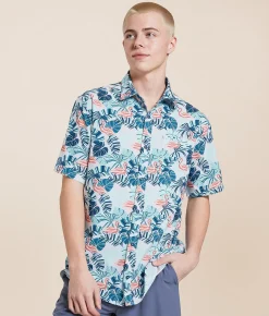 Departwest Flamingo Athletic Performance Stretch Shirt White Teal Discount