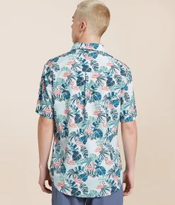 Departwest Flamingo Athletic Performance Stretch Shirt White Teal Discount
