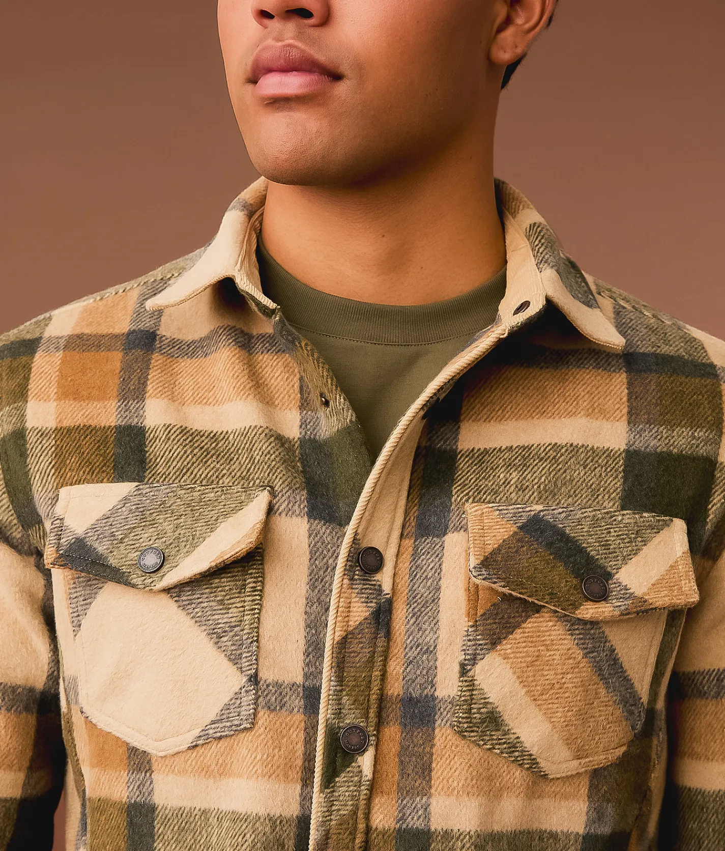 Outpost Makers Flannel Athletic Shirt Tan
