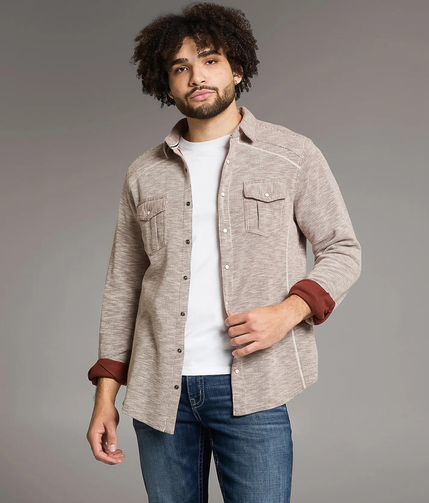 BKE Flannel Athletic Shirt Brown Out Outlet