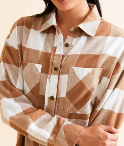 Tops | BKE Flannel Boyfriend Shirt Rust Cream