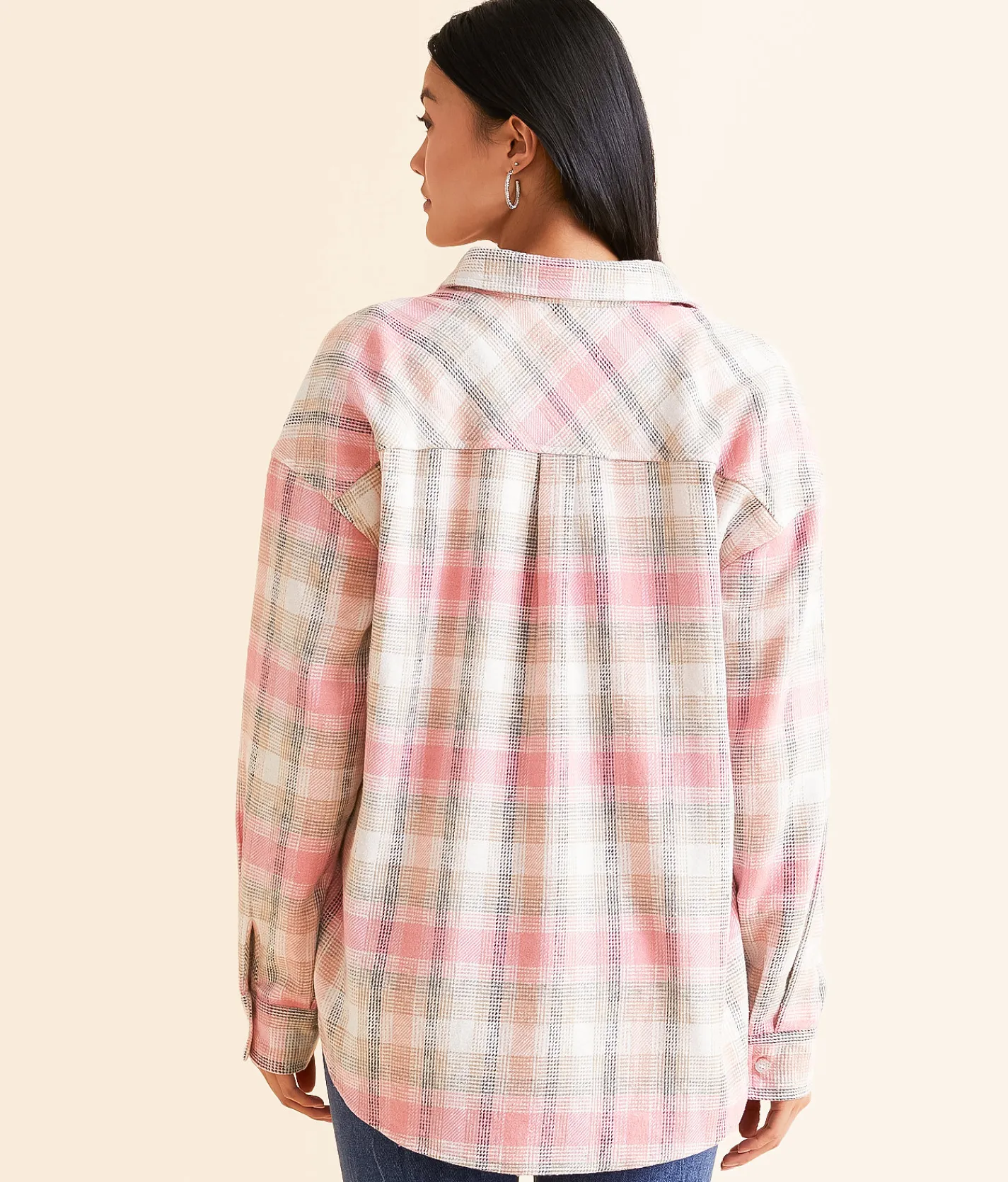 Modish Rebel Flannel Boyfriend Shirt Pink Discount
