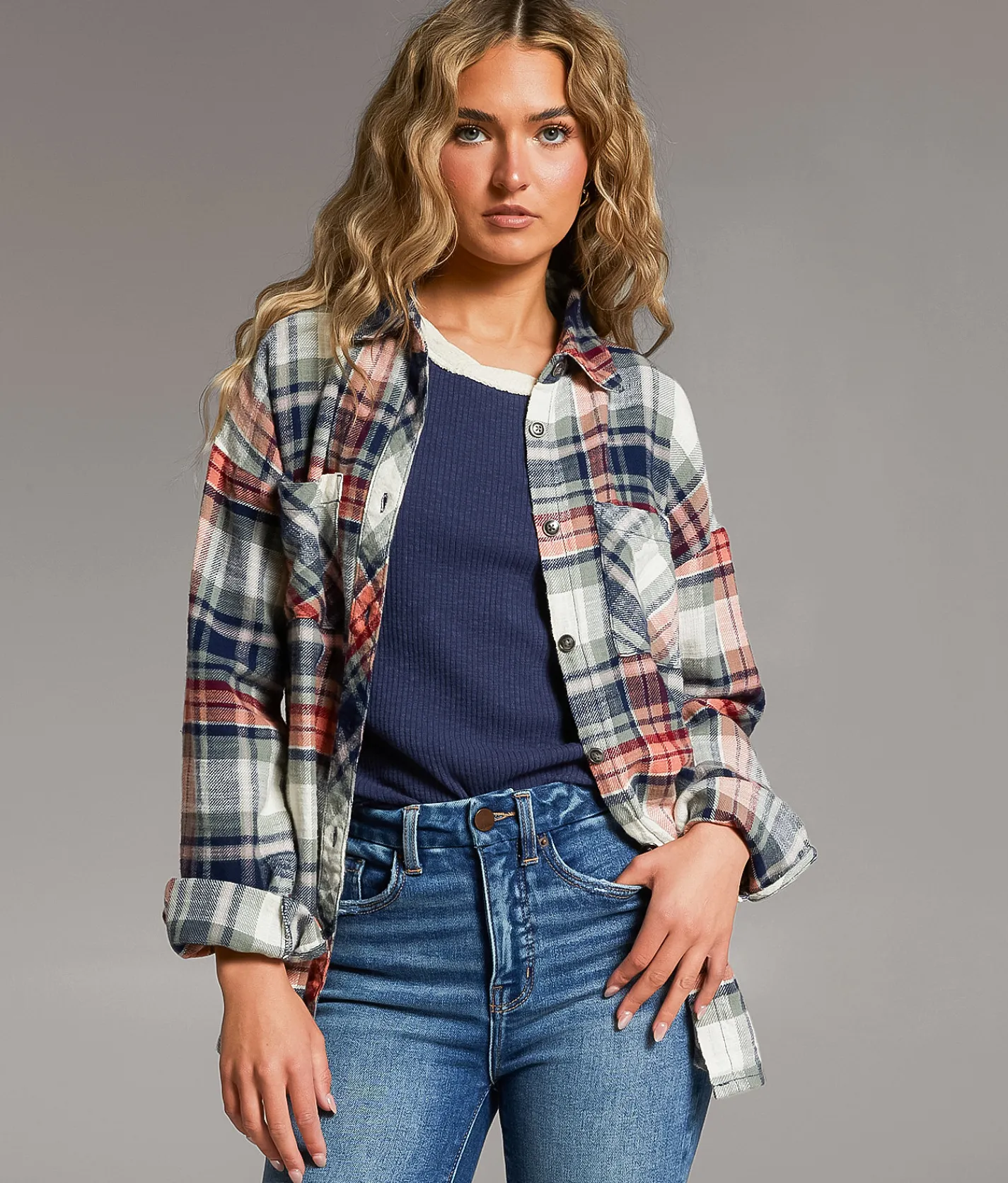 Tops | BKE Flannel Boyfriend Shirt Multi