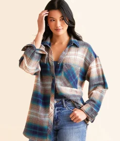 Tops | Modish Rebel Flannel Boyfriend Shirt Red Blue