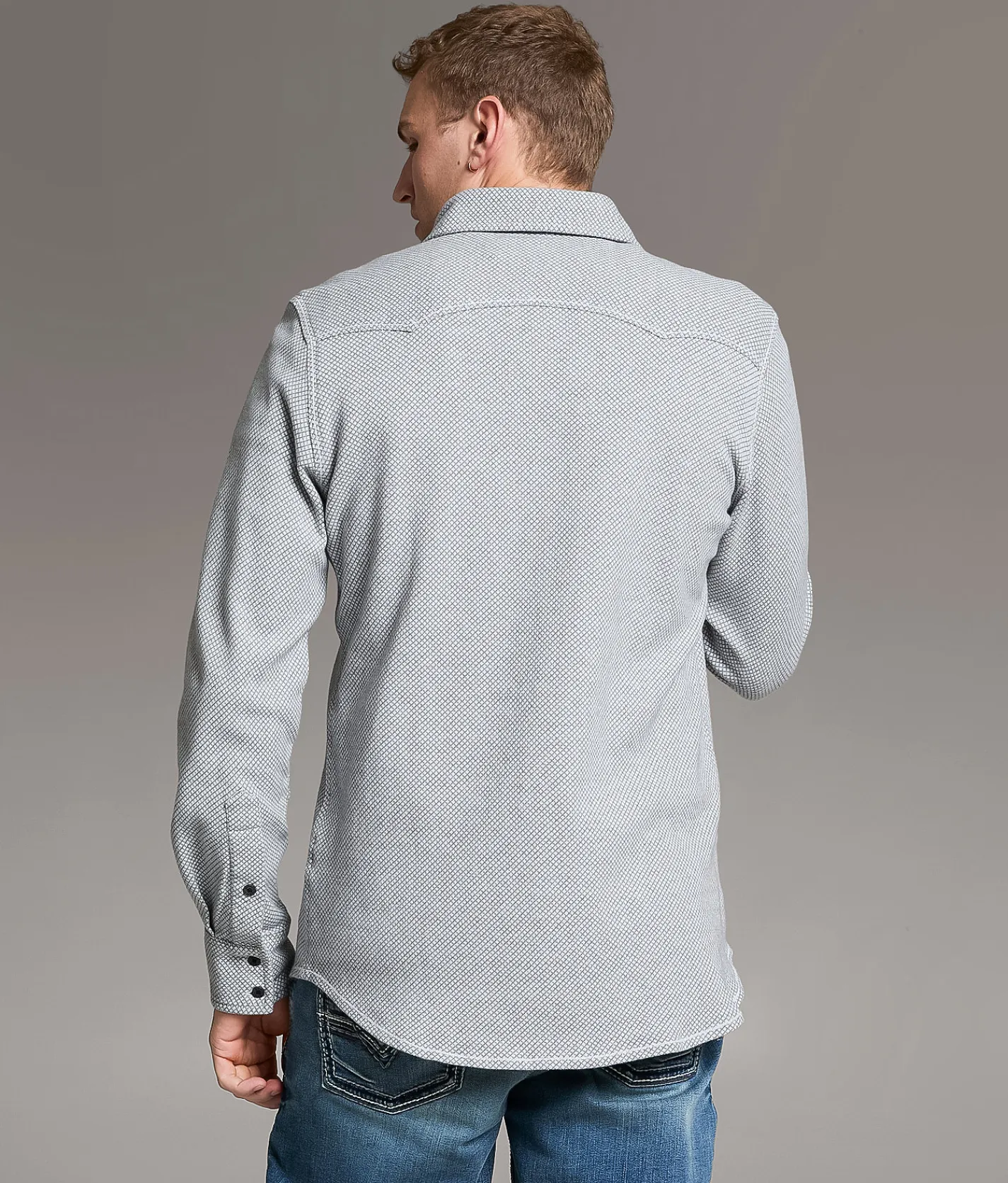 BKE Flannel Knit Standard Shirt Grey White New