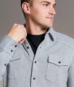 BKE Flannel Knit Standard Shirt Grey White New