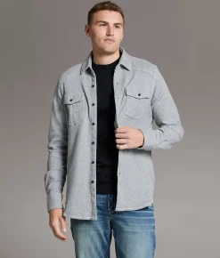BKE Flannel Knit Standard Shirt Grey White New