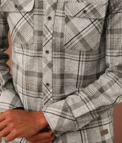 Outpost Makers Flannel Knit Standard Shirt Cream Brown Black Online