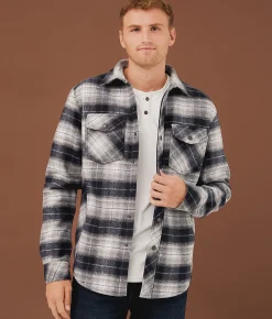 Tops|Coats & Jackets | Outpost Makers Flannel Shacket Black Grey White
