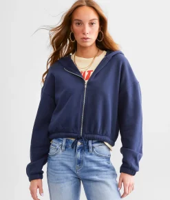 BKE Fleece Cropped Hoodie Ebony