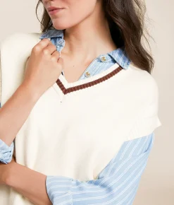 Z Supply Fletcher Oversized Sweater Vest Crystal Clearance