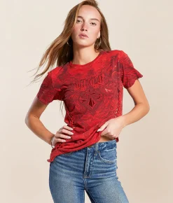 Affliction Fleuresque T-Shirt Cherry Lava Wash