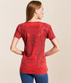 Affliction Fleuresque T-Shirt Cherry Lava Wash