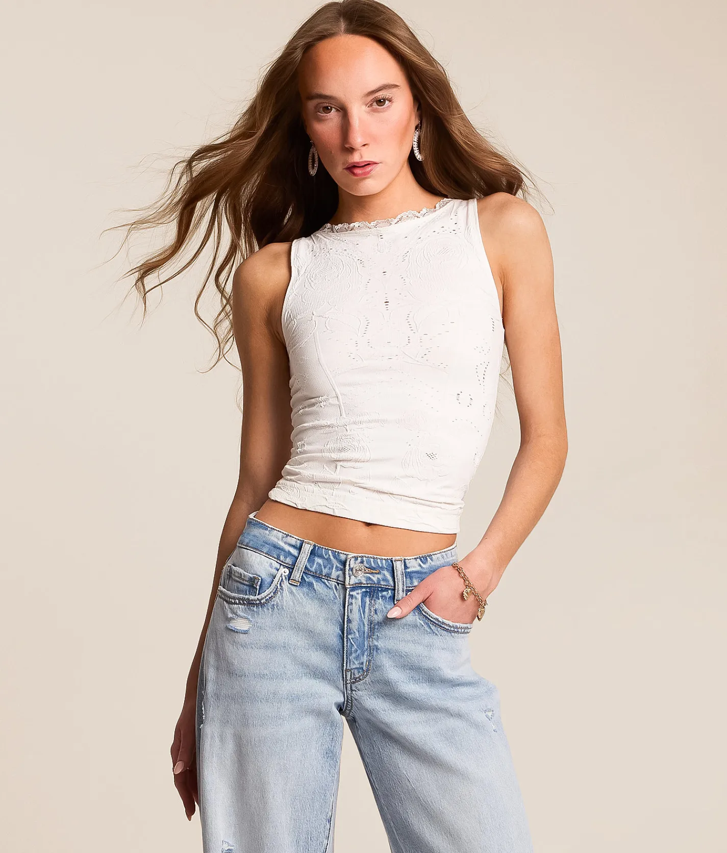 Tops | Free People Flirty Flutters Tank Top Clean Ivory