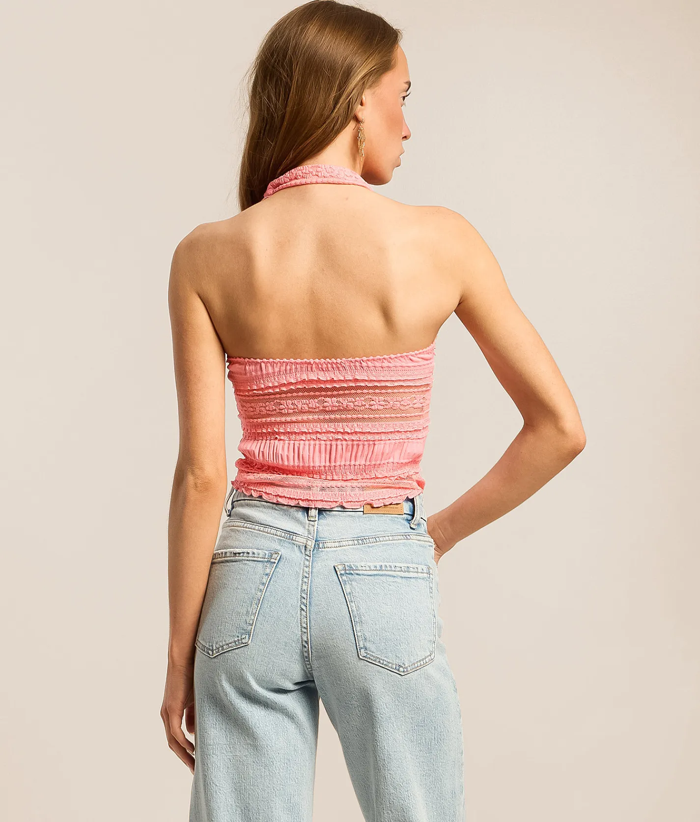 Free People Flirty Frills Halter Tank Top Pink Neons Online