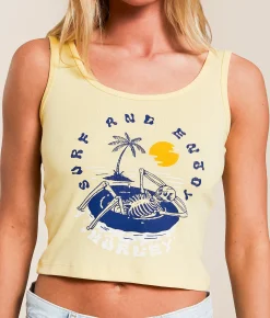 Tops | Hurley Floatin' Cropped Tank Top Golden Haze