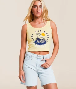 Tops | Hurley Floatin' Cropped Tank Top Golden Haze