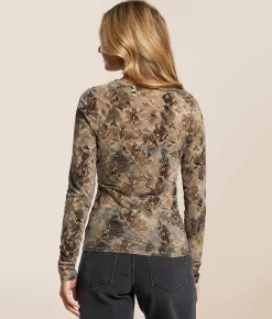 Willow & Root Flocked Floral Mesh Top Multi Online
