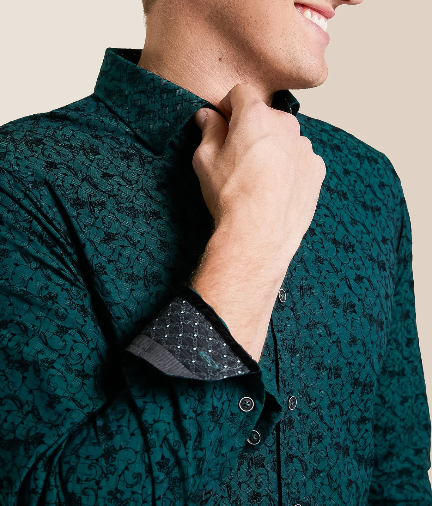 Tops | Eight X Flocked Floral Shirt Green