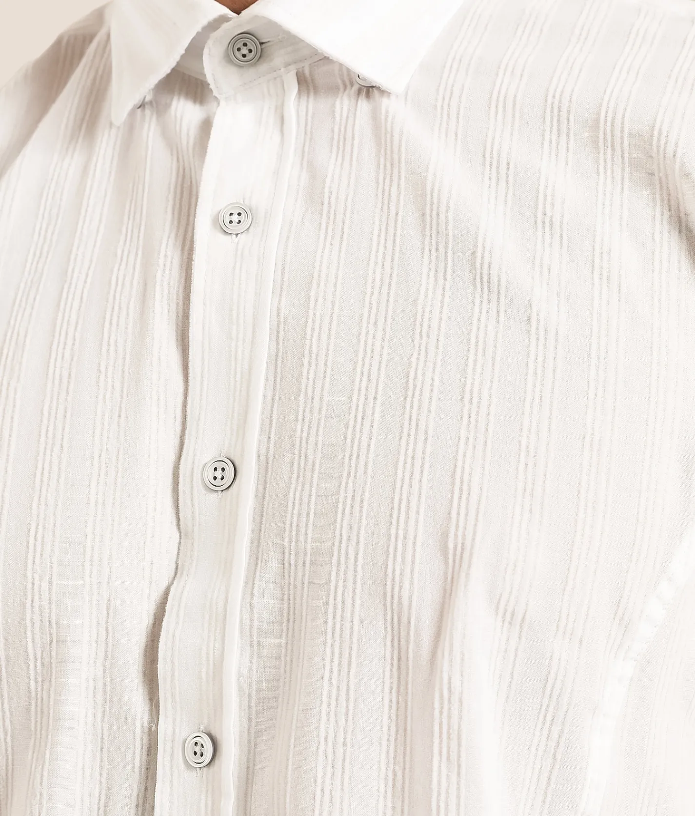 Tops | Eight X Flocked Tonal Striped Shirt White
