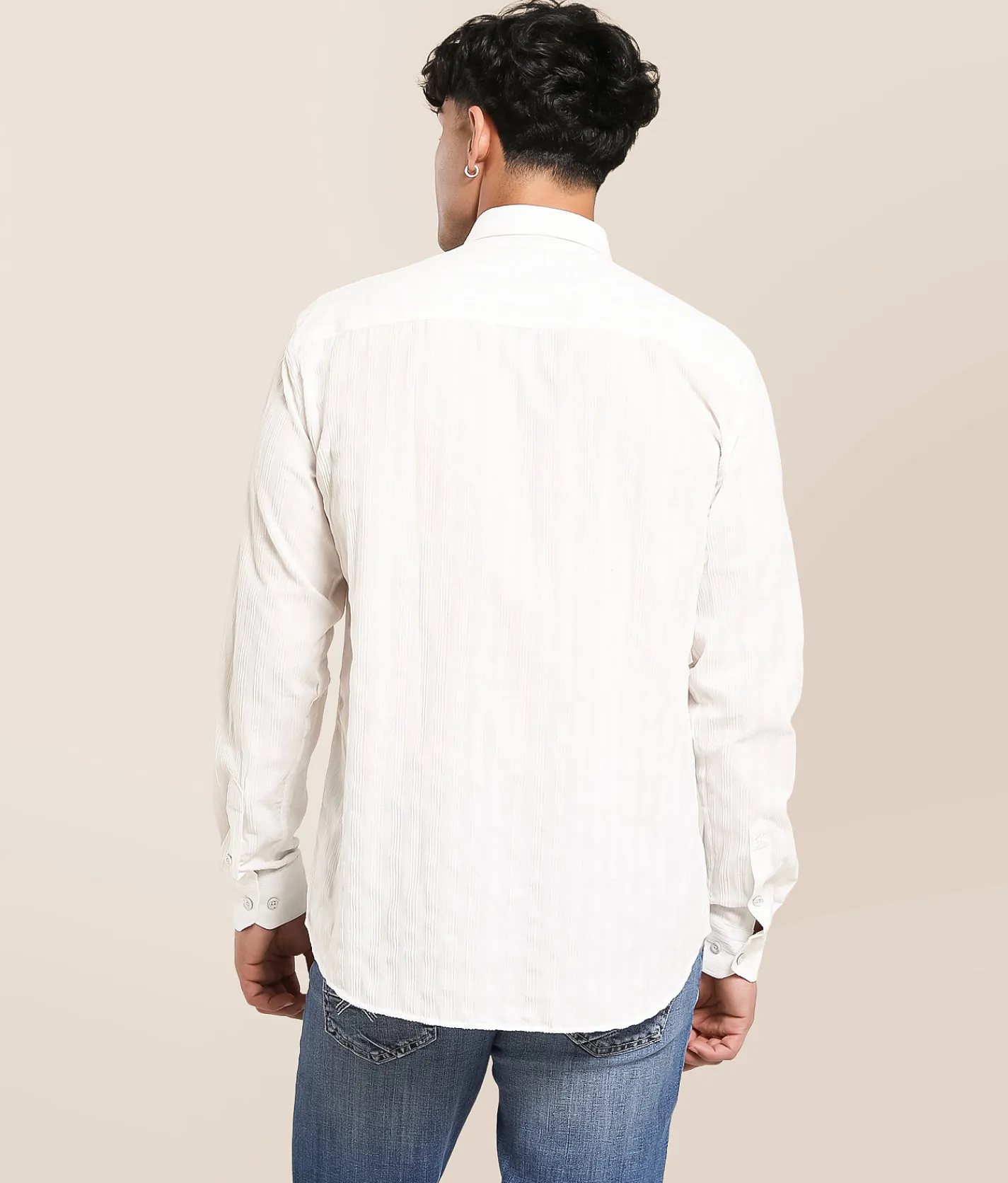 Tops | Eight X Flocked Tonal Striped Shirt White