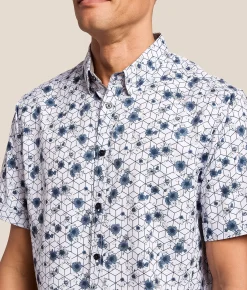 J.B. Holt Floral Athletic Performance Stretch Shirt White Navy Hot