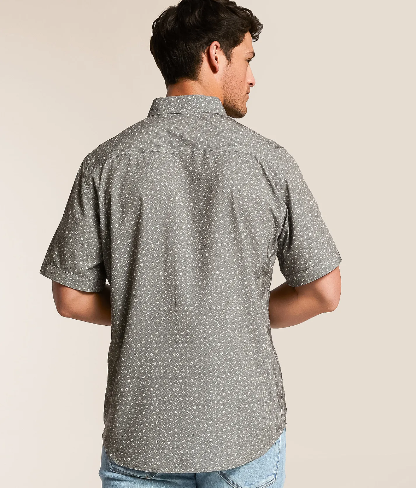 Tops | J.B. Holt Floral Athletic Performance Stretch Shirt Grey
