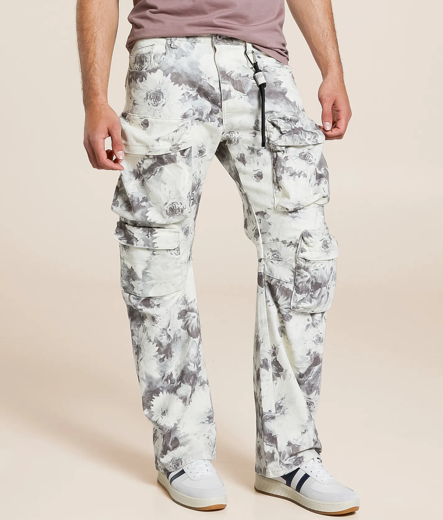 Cult of Individuality Floral Baggy Cargo Stretch Pant Floral Print Discount
