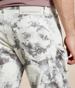 Cult of Individuality Floral Baggy Cargo Stretch Pant Floral Print Discount