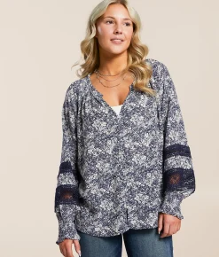 Daytrip Floral Blouse Crown Blue Cream Hot