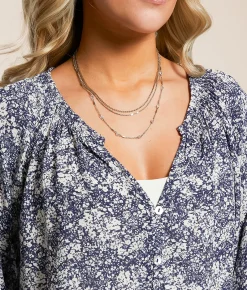 Daytrip Floral Blouse Crown Blue Cream Hot
